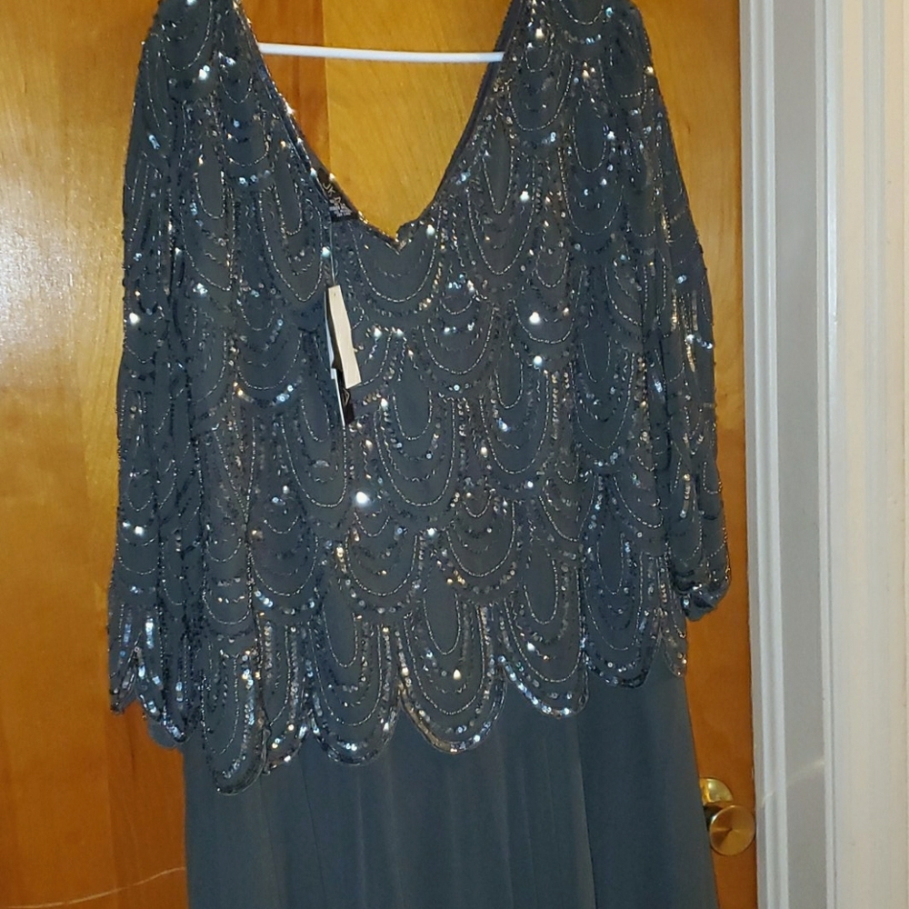 Beautiful Gray Beaded and Sequined Gown